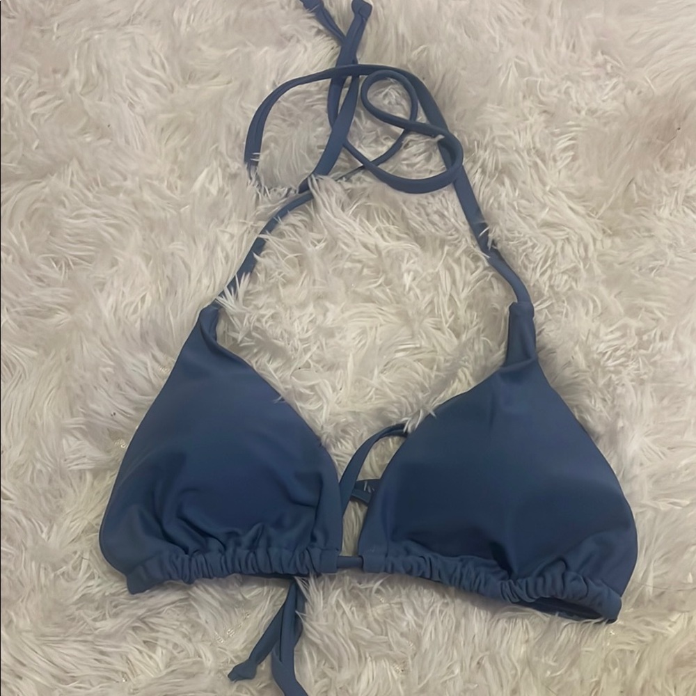 Blue Halter Bikini Top